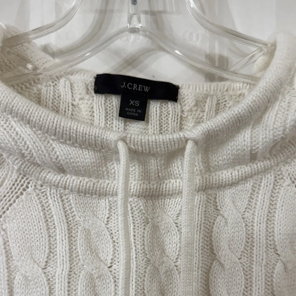 J. Crew Cable Knit Hooded Sweater - Cream